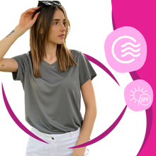 Cargar imagen en el visor de la galería, Camiseta de refrigeración instantánea para mujer con cuello de pico
- Ozerty