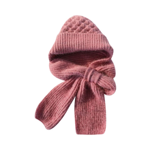 Cargar imagen en el visor de la galería, Gorro y bufanda de punto 2 en 1, con protección auditiva y material cortaviento

 -Rosa - Ozerty
