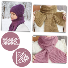 Cargar imagen en el visor de la galería, Gorro y bufanda de punto 2 en 1, con protección auditiva y material cortaviento

 - Ozerty
